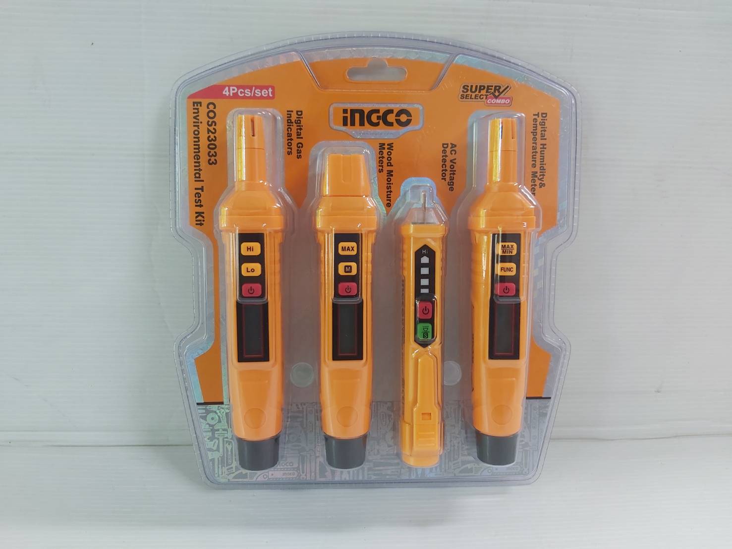 INGCO COS23033 ชุดปากกาวัดดิจิตอล 4 ชิ้น วัดไฟ วัดแก๊ส วัดความชื้น วัดอากาศ