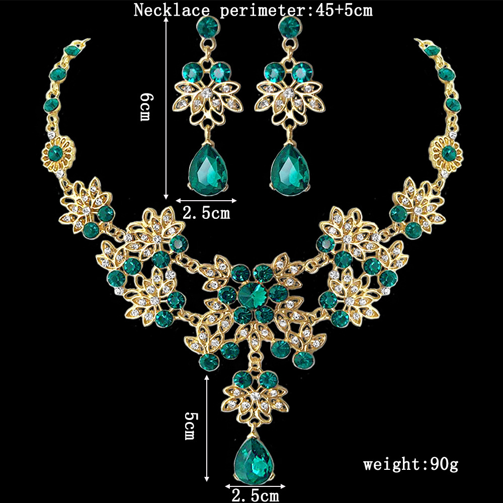 SET001 สีเขียว เครื่องประดับ 3 ชิ้น มงกุฎ สร้อยคอ ต่างหู จัดเซทสวยงาม สินค้าพร้อมส่งจากไทย