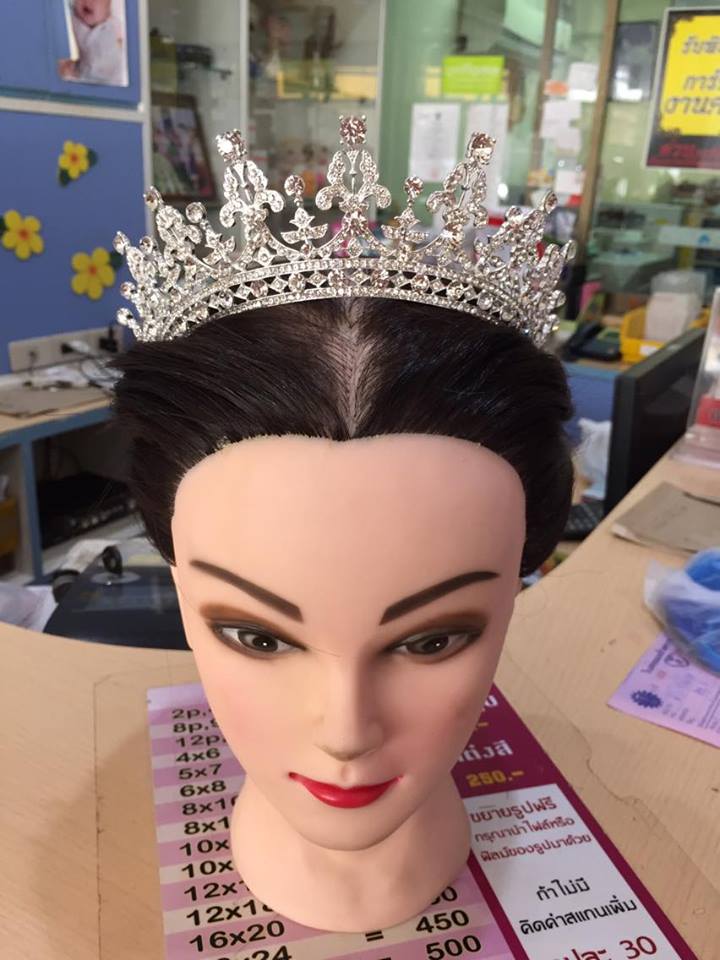 (พร้อมส่ง) เทียร่า 016 สีเงิน มงกุฎนางงาม มงกุฎเจ้าหญิง งานสวย ปราณีต QCเพชรทุกเม็ด สินค้าพร้อมส่งจากไทย