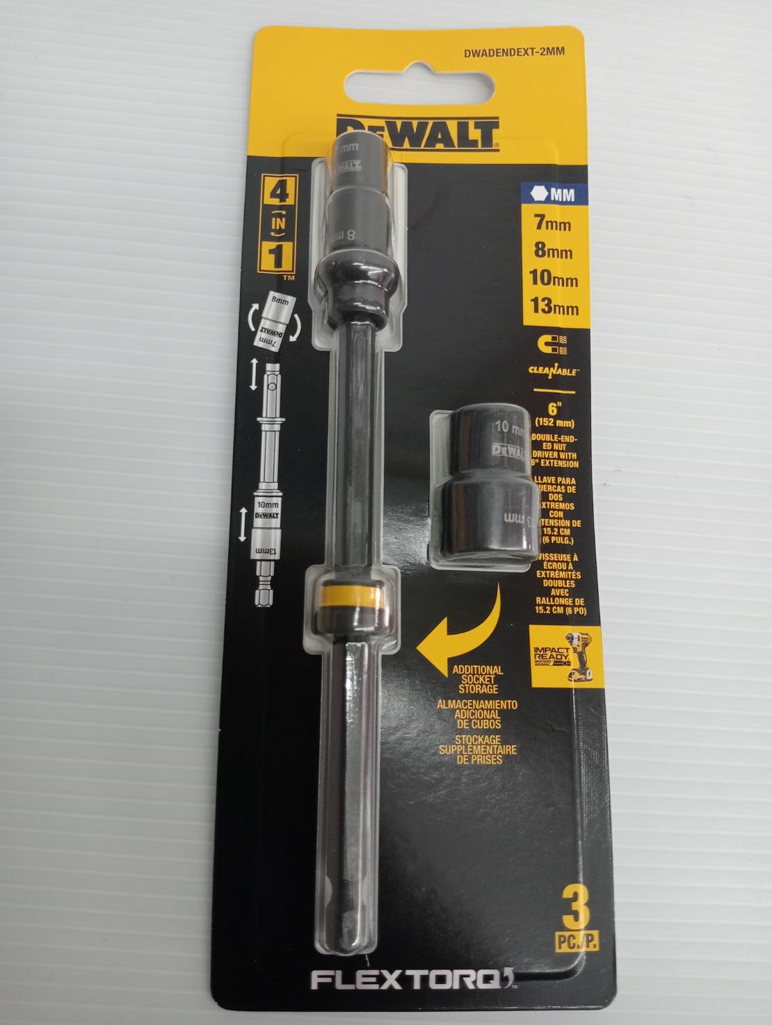 DEWALT DWADENDEXT-2MM ตัวแปลงบล็อก 7mm 8mm 10mm 13mm