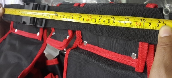 กระเป๋าเครื่องมือช่างคาดเอว พร้อมเข็มขัด ดำ-แดง