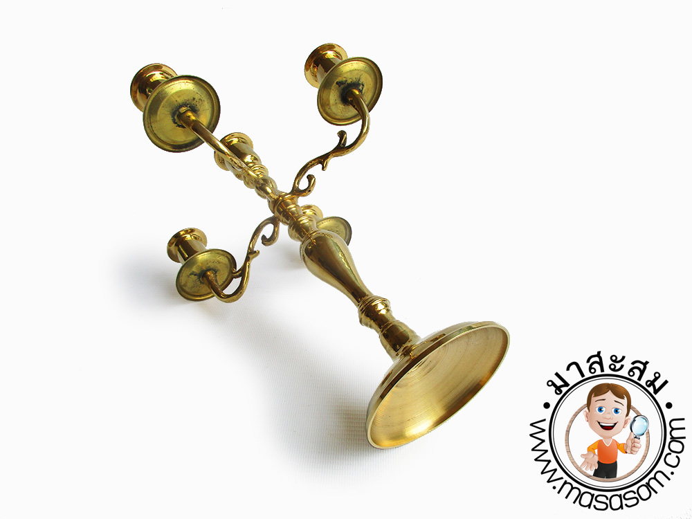 เชิงเทียนทองเหลือง5ช่อ 10 นิ้ว