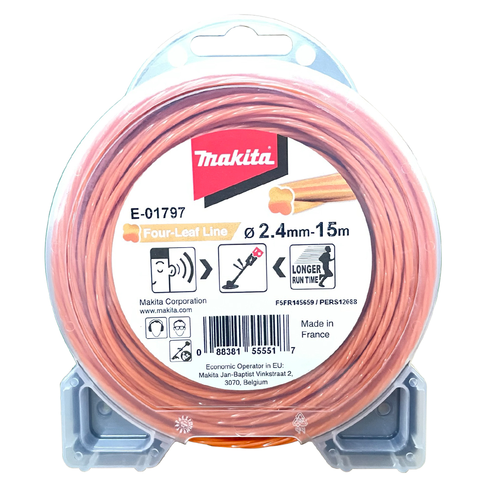 MAKITA E-01797 เอ็นไนล่อน4กลีบ 2.4mmx15m ส้ม