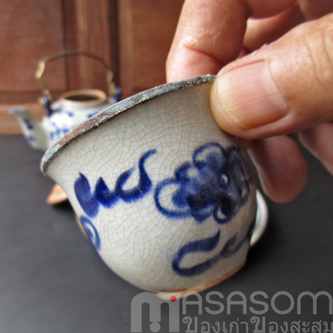 ชุดน้ำชาลายครามจีนของเก่า