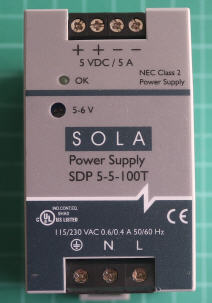 1x แหล่งจ่ายไฟสวิตชิ่ง 85-264VAC เป็น 5Vdc 5A ยี่ห้อ SOLA