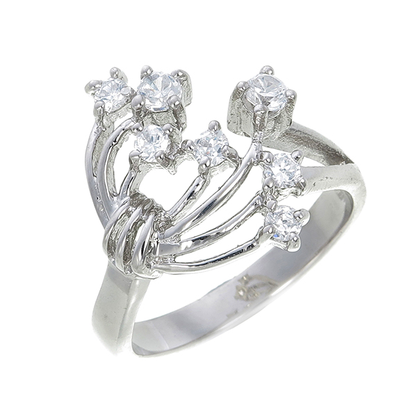 แหวนทองคำขาว ประดับเพชร CZ แหวนทรงเกสรดอกไม้ แวววาวดูแพง ใส่ติดนิ้วได้ทุกงาน รับรองไม่ซ้ำใครแน่นอน