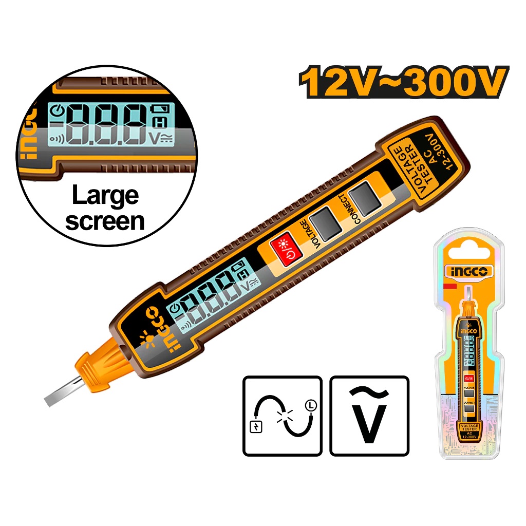 INGCO ปากกาวัดไฟดิจิตอล AC 12-300V รุ่น Test Voltage: AC 12-300V รุ่น HSDT33001