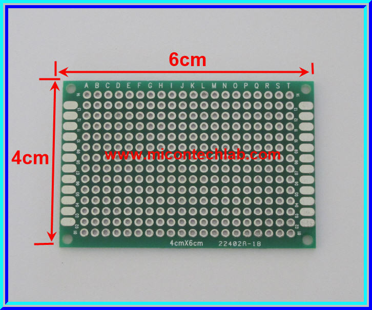 1x แผ่นพีซีบีไข่ปลา 4x6 cm FR4 แบบ 2 หน้า สกรีนสีเขียว (PCB)