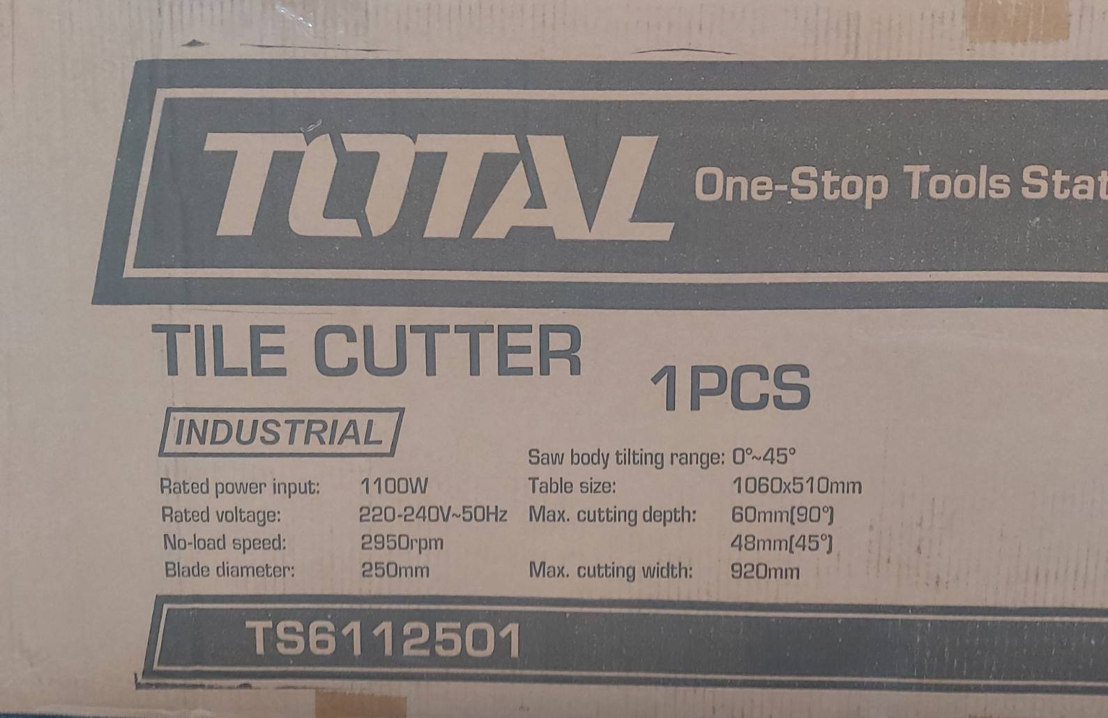 โต๊ะตัดกระเบื้อง36" (90ซม.)ใส่ใบ10" พร้อมขาตั้ง TS6112501 TOTAL