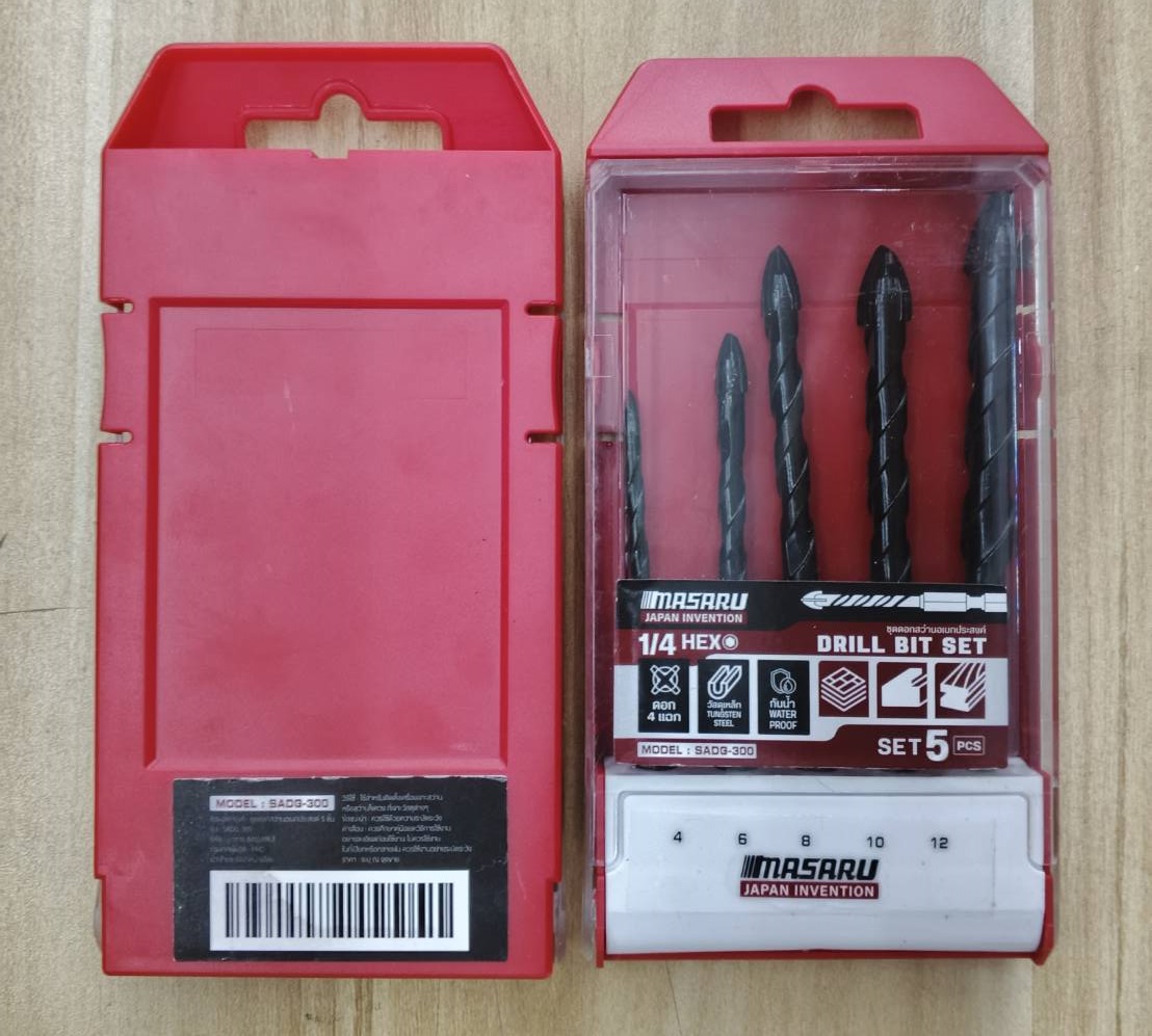 MASARU ชุดดอกเจาะสว่าน รุ่น SADG-300 5 ชิ้น (4,6,8.10,12mm) ดอกสว่าน ดอกเจาะ ชุดดอกสว่าน