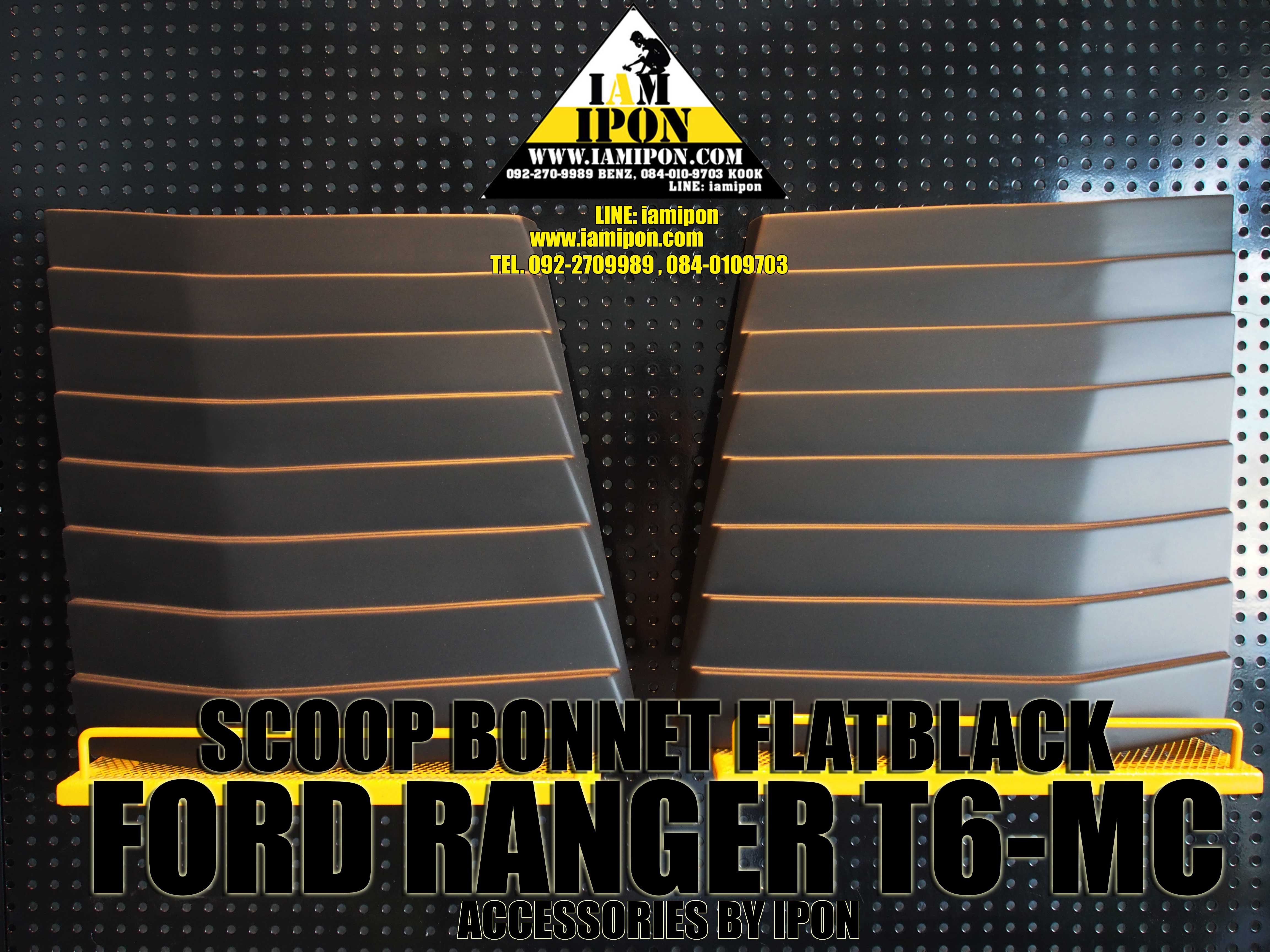 SCOOP BONNET FLATBLACK FORD RANGER T6-MC WITH 3M สกู๊ปหลอกฝากระโปรงหน้าดำด้านฟอร์ดเรนเจอร์ T6-MC
