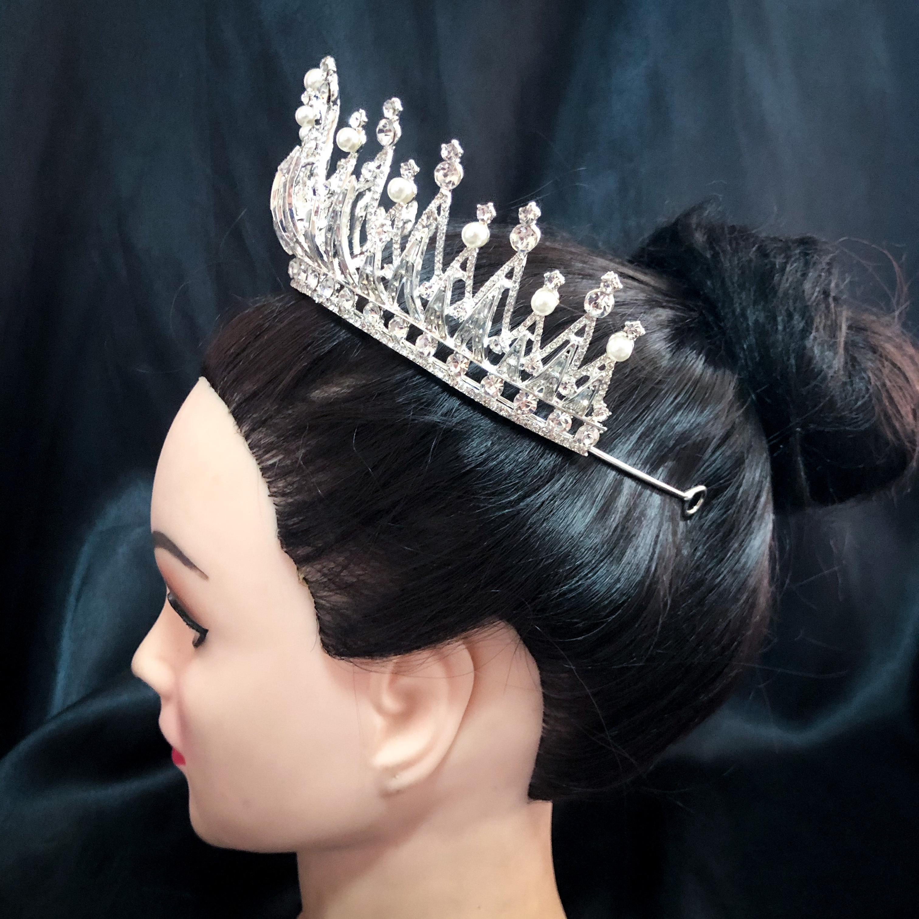 (พร้อมส่ง) เทียร่า 297 สีเงิน มงกุฎนางงาม มงกุฎเจ้าหญิง งานสวย ปราณีต QCเพชรทุกเม็ด สินค้าพร้อมส่งจากไทย