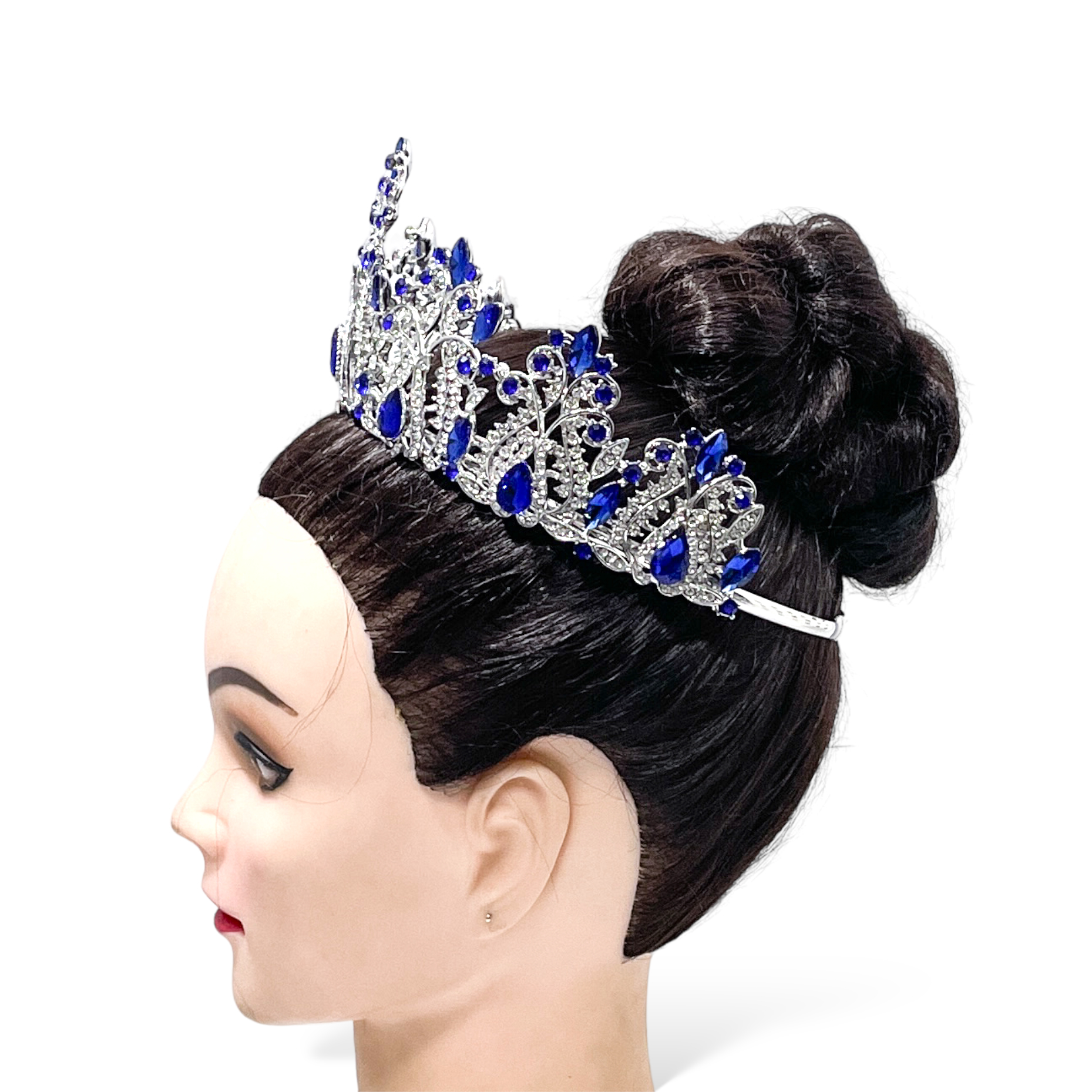 (พร้อมส่งจากไทย) มงกุฏ 118 สีน้ำเงิน งานสวย งานนางงาม รุ่นฐานกลม ปรับขนาดได้ ส่งด่วน ส่งจากไทย