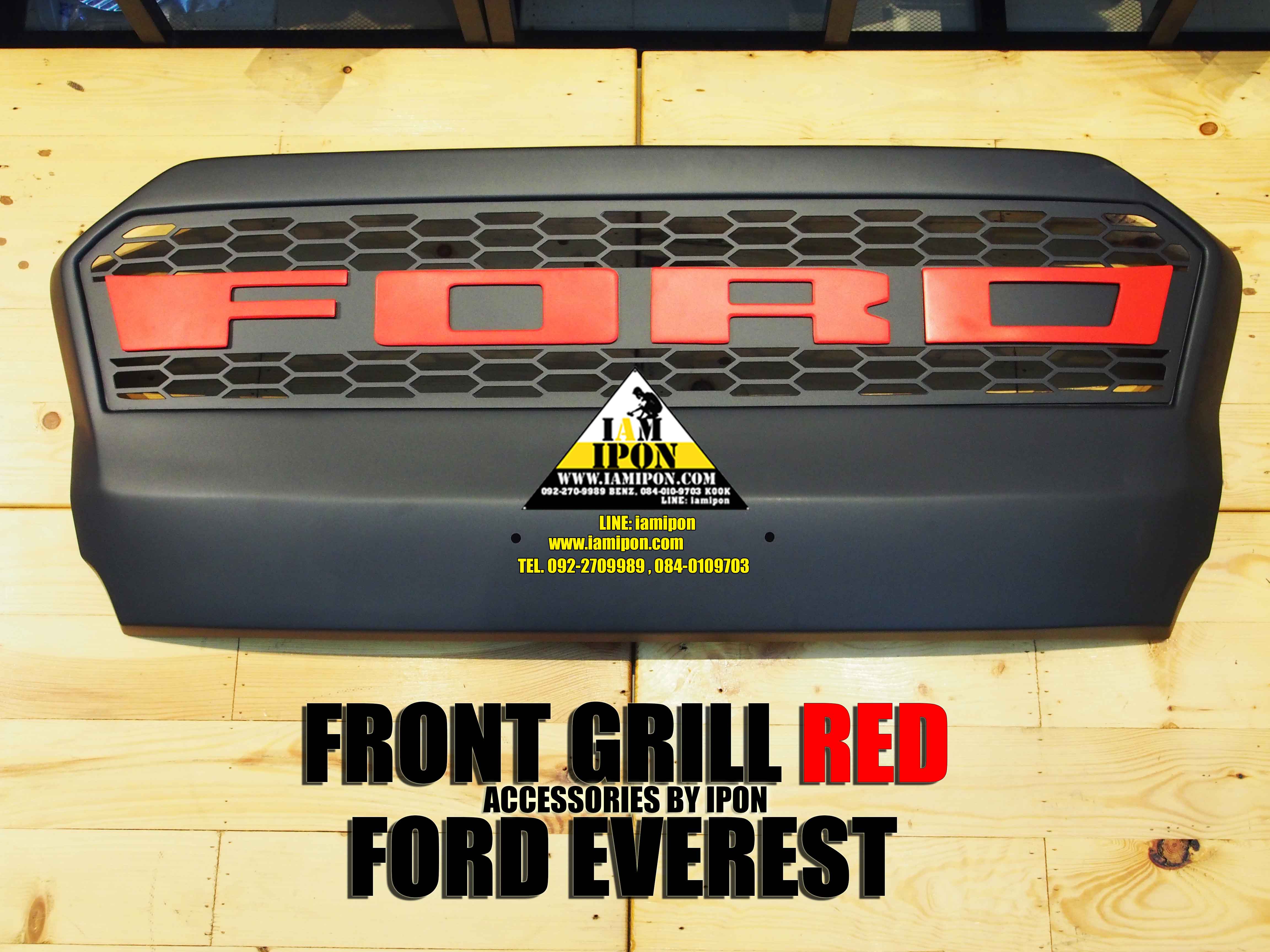FRONT GRILL RED FORD EVEREST กระจังหน้าฟอร์ดเอเวอเรสต์ตัวหนังสือแดง