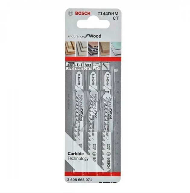 2608665071 BOSCH T144DHM ใบเลื่อยจิ๊กซอว์ตัดไม้ ฟันคาร์ไบด์ (3 ใบ/แพค)