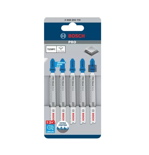 ใบเลื่อยจิ๊กซอว์ตัดสแตนเลส (5 ใบ/แพค) T121BFC BOSCH 2608655110
