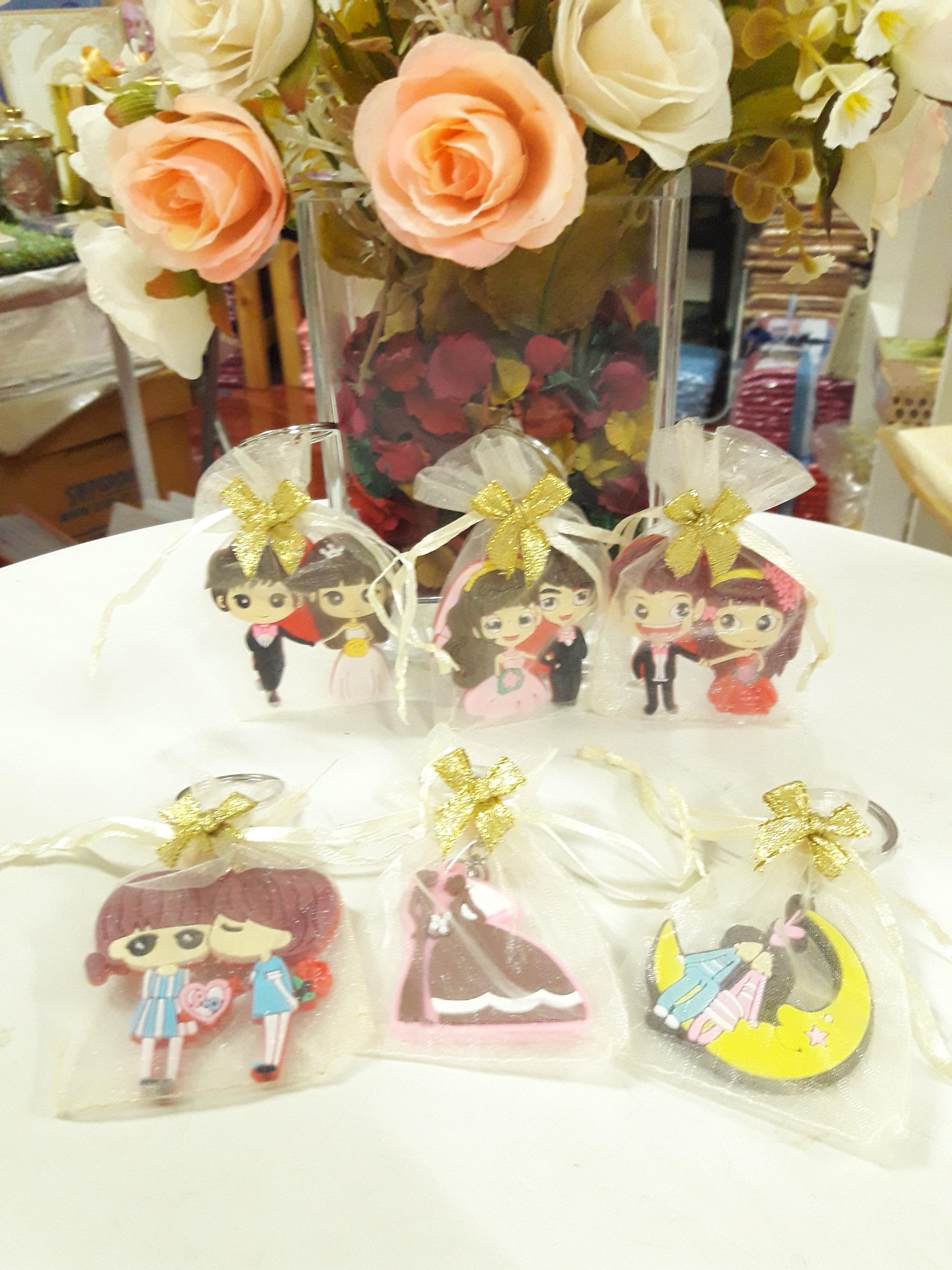 พวงกุญแจยางลายบ่าวสาว แพคเกจถุงผ้าแก้ว