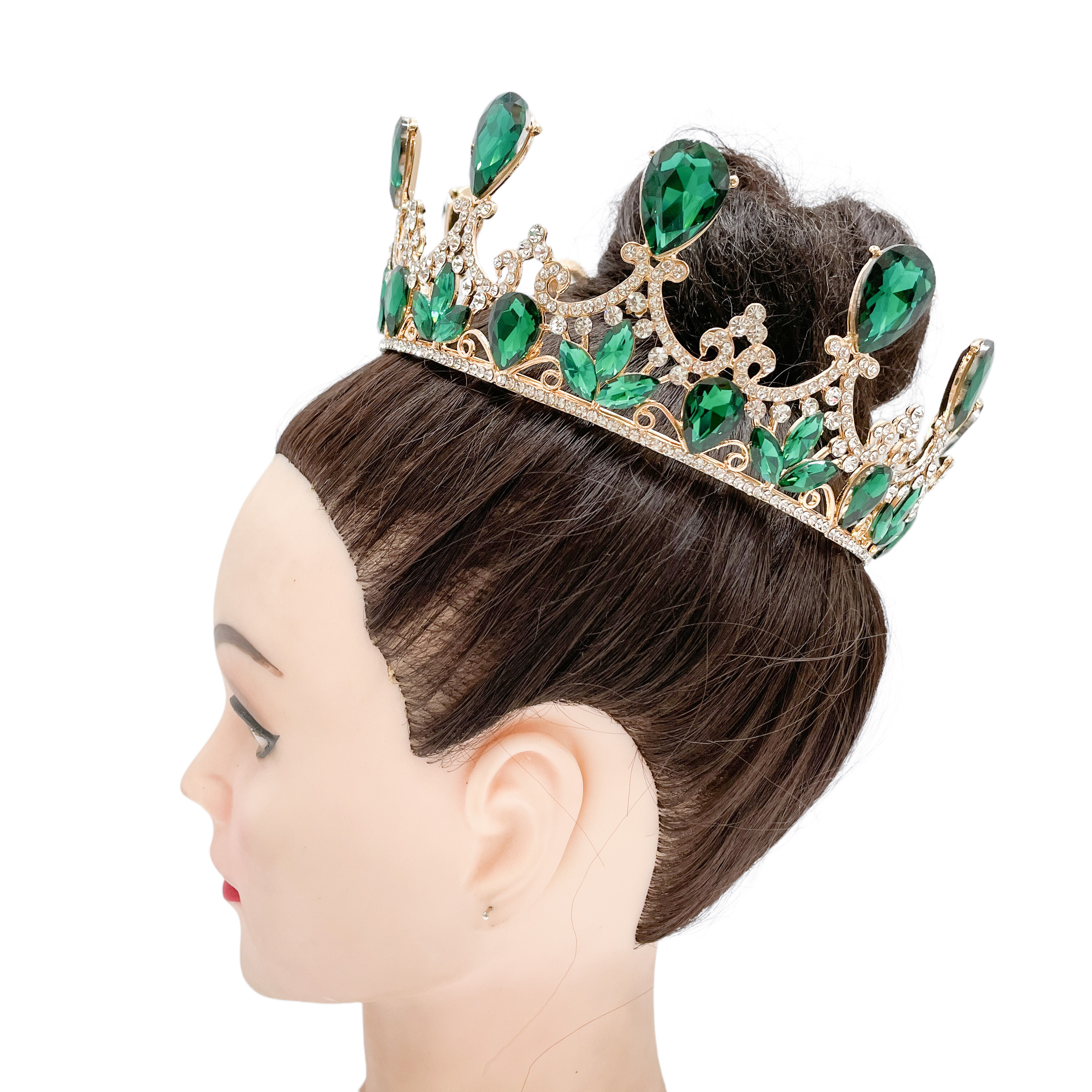 (พร้อมส่ง) มงกุฎ 026 สีเขียว มงกุฎนางงาม มงกุฎเจ้าหญิง งานสวย ปราณีต QCเพชรทุกเม็ด สินค้าพร้อมส่งจากไทย