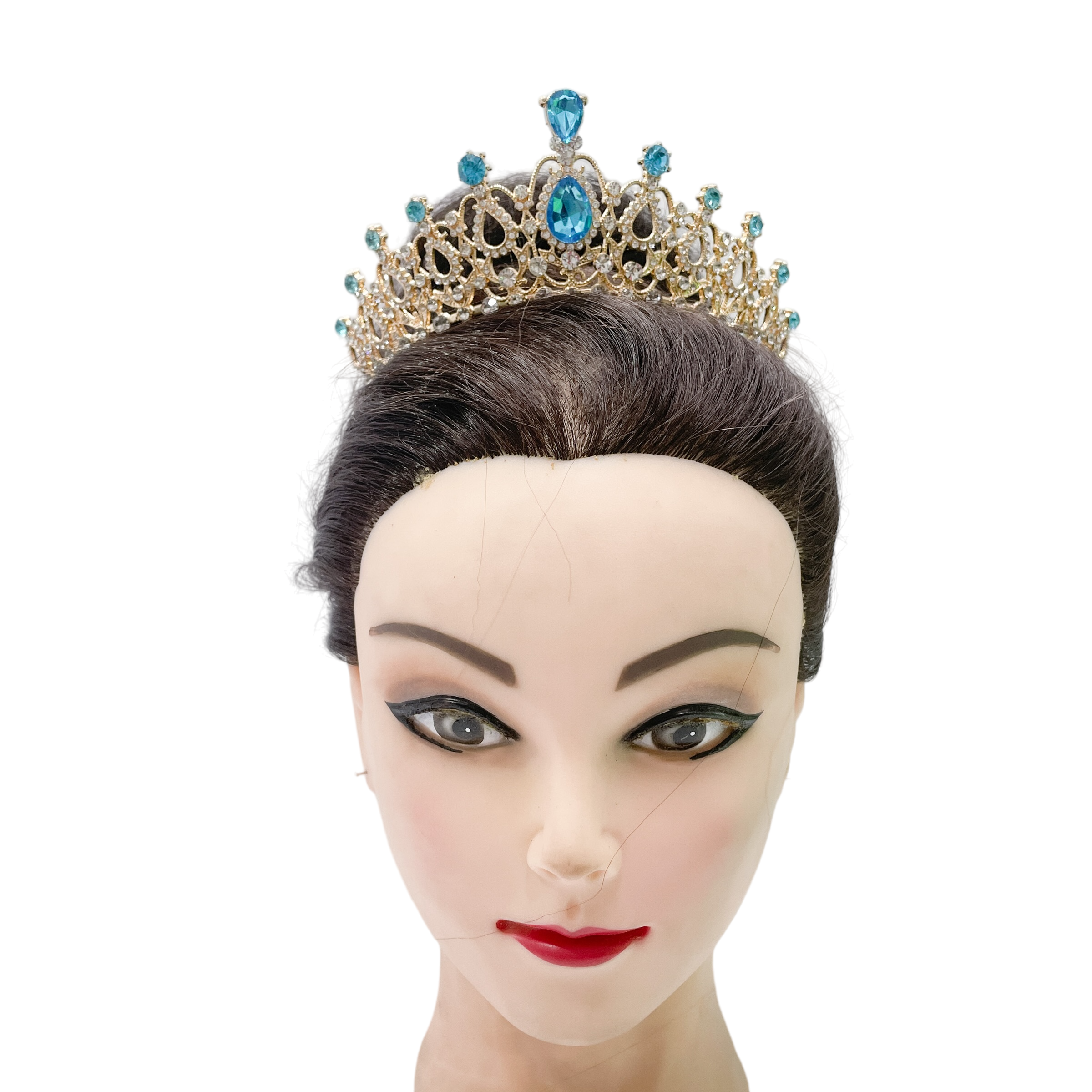 (พร้อมส่ง) เทียร่า 004 สีทอง-ฟ้า มงกุฎนางงาม มงกุฎเจ้าหญิง งานสวย ปราณีต QCเพชรทุกเม็ด สินค้าพร้อมส่งจากไทย