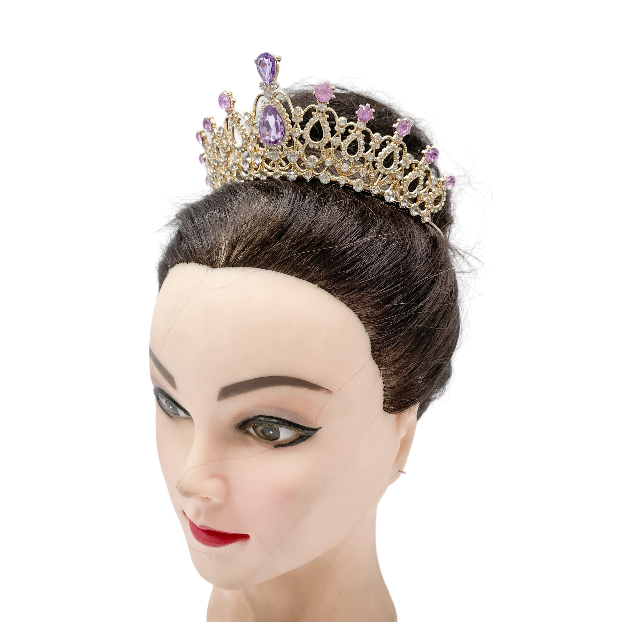 (พร้อมส่ง) เทียร่า 004 สีทอง-ม่วง มงกุฎนางงาม มงกุฎเจ้าหญิง งานสวย ปราณีต QCเพชรทุกเม็ด สินค้าพร้อมส่งจากไทย