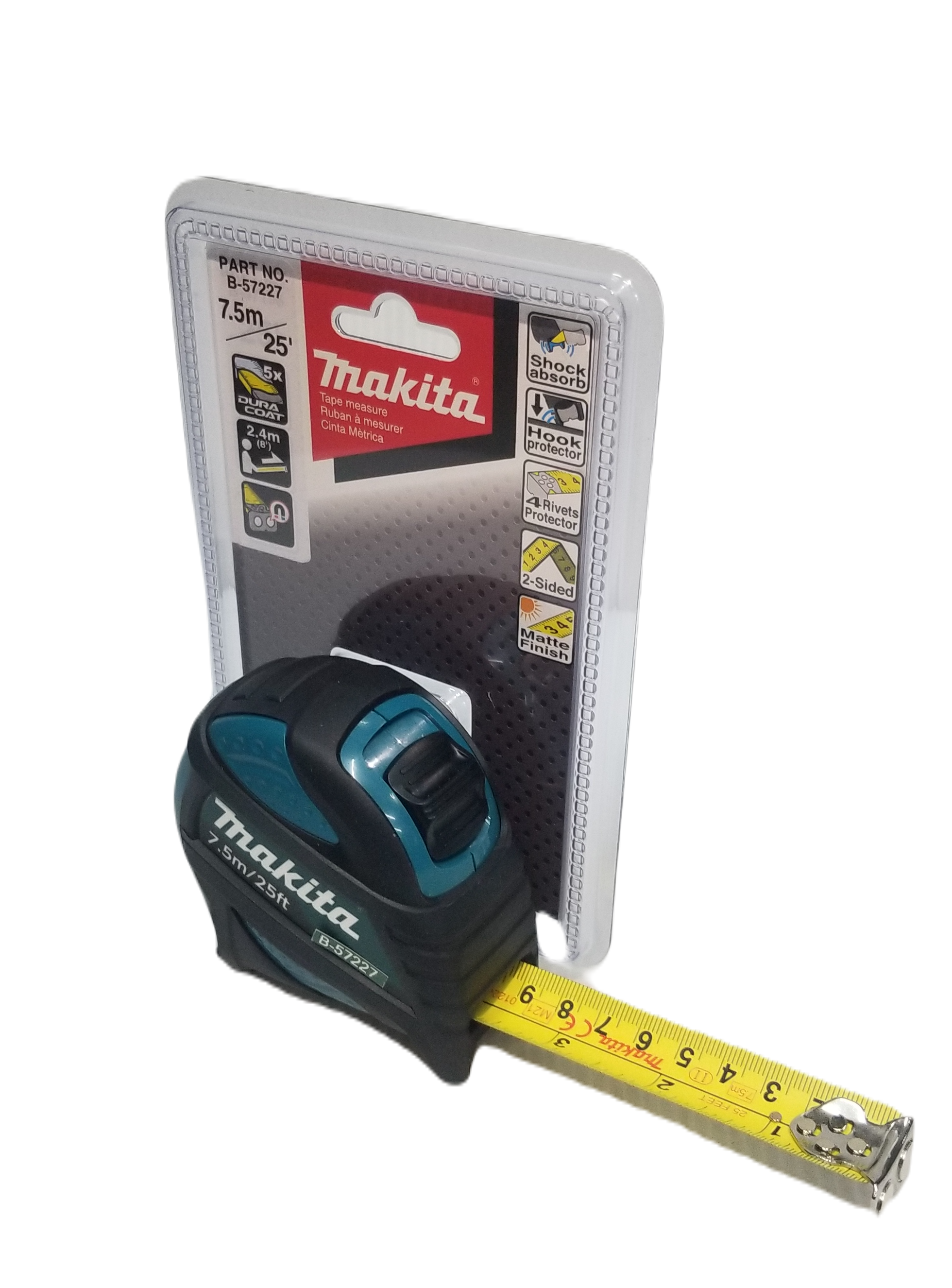 ตลับเมตร 7.5m/25ftx25mm/1″ (มิล/นิ้ว) B-57227 MAKITA มีแม่เหล็ก