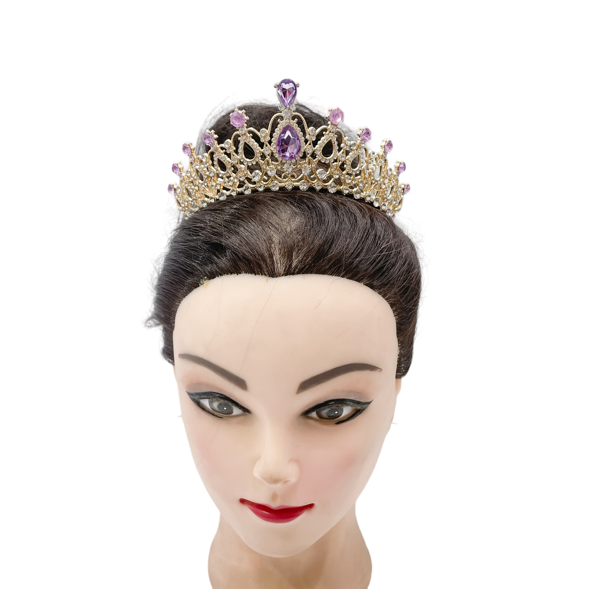 (พร้อมส่ง) เทียร่า 004 สีทอง-ม่วง มงกุฎนางงาม มงกุฎเจ้าหญิง งานสวย ปราณีต QCเพชรทุกเม็ด สินค้าพร้อมส่งจากไทย