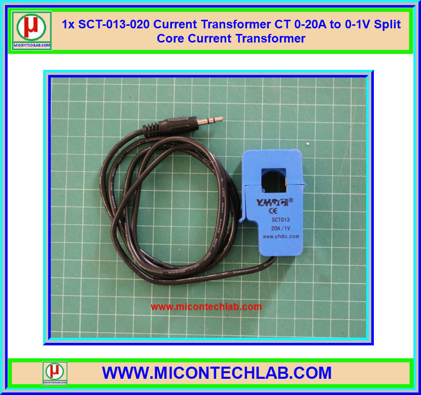 1x SCT-013-020 Current Transformer CT 0-20A to 0-1V Split Core Current Transformer