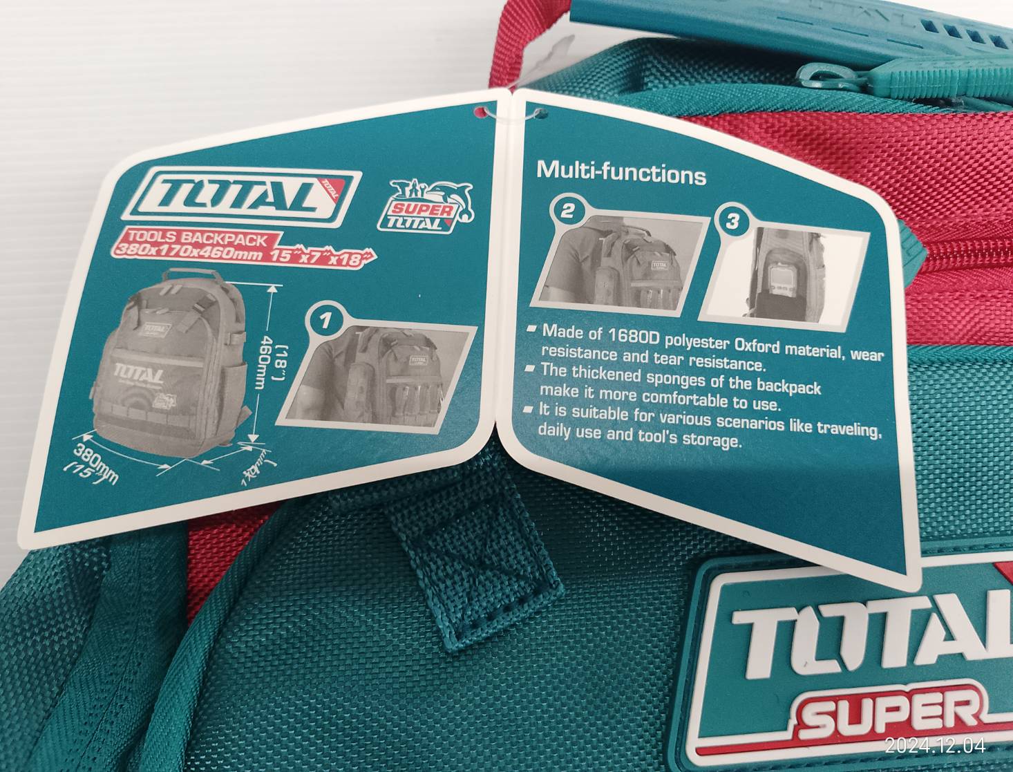 TOTAL กระเป๋าเป้ใส่เครื่องมือช่าง สะพายหลัง รุ่น THBP02025