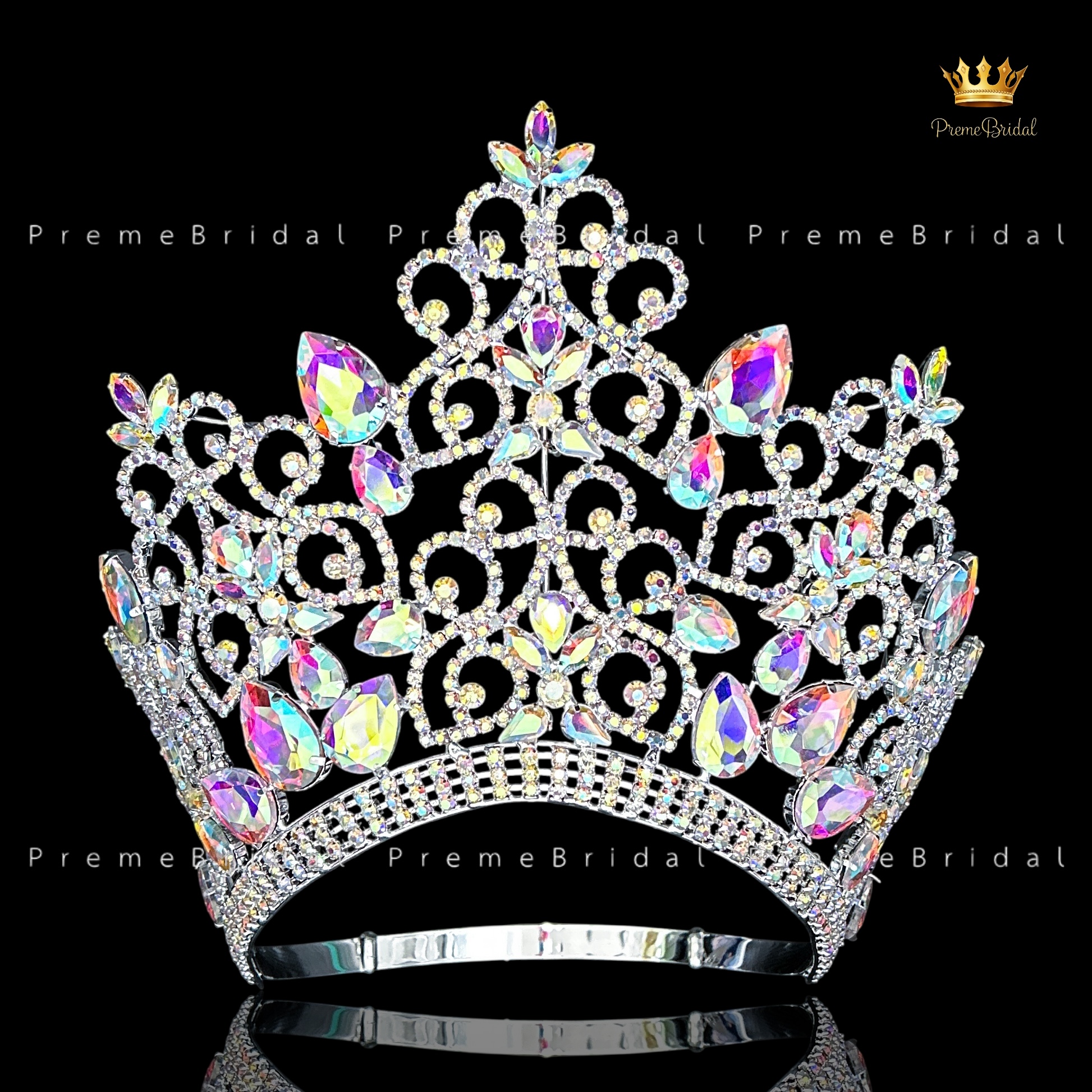 (พร้อมส่งจากไทย) มงกุฏ 144 สำหรับนางงาม ขนาดใหญ่ งานโลหะฐานกลมปรับขนาดได้ ส่งด่วน ส่งจาก จ.อุบลราชธานี