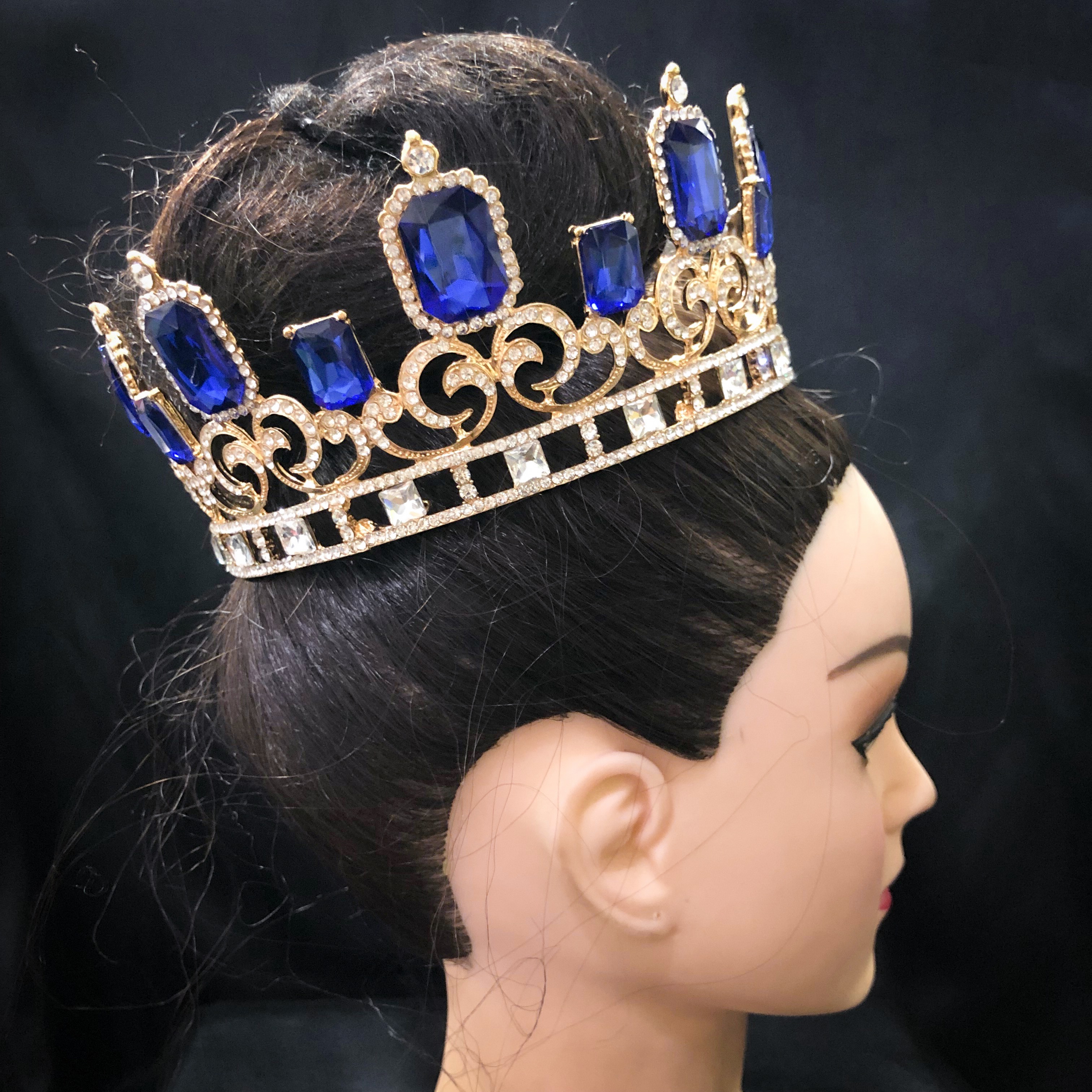 (พร้อมส่ง) มงกุฏผู้ชาย 040 สีน้ำเงิน มงกุฎผู้ชาย มงกุฎเจ้าชาย งานสวย ปราณีต QCเพชรทุกเม็ด