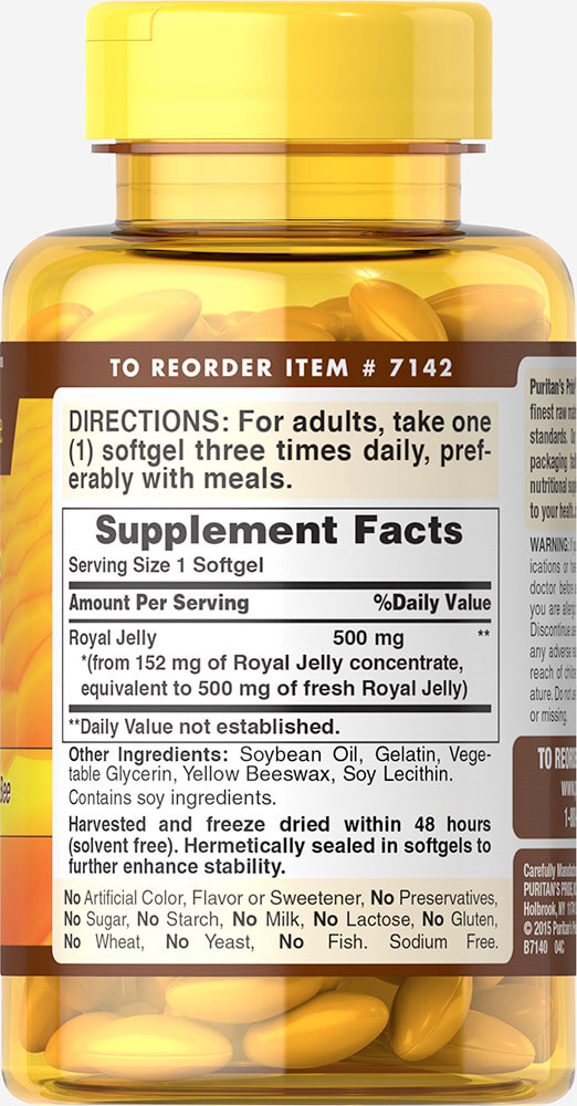 Puritan Royal Jelly 500 mg 120 Softgels