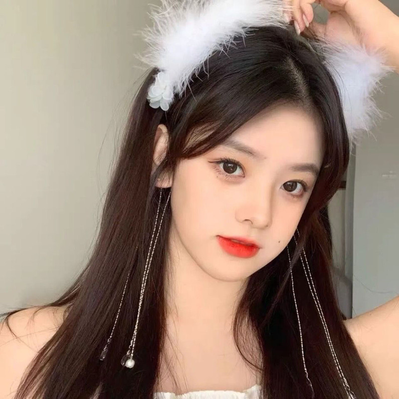 (ส่งด่วน ส่งเร็ว) คาดผมขนนกพร้อมพู่หรูหรา ลุคคุณหนูสุดๆ เด็กใส่ได้ ส่งจาก จ.อุบลราชธานี