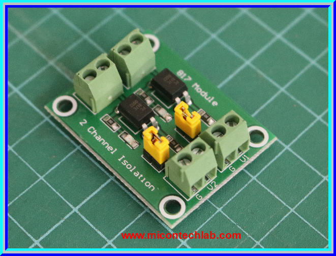 1x แผงวงจรออปโต้ PC817 แบบ 2 ช่องสำหรับลดแรงดัน