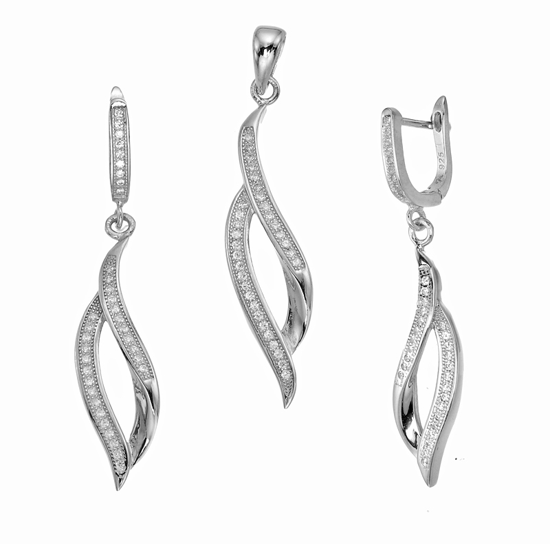 ต่างหูพร้อมจี้ ( เงิน ) = Earring with Pendant ( Silver )