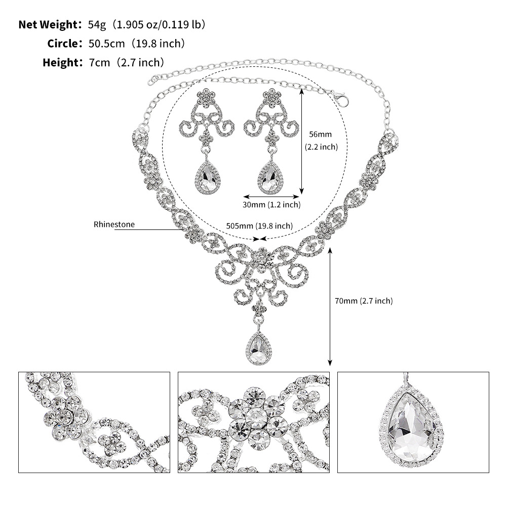 (พร้อมส่ง) สร้อยคอเพชร+ต่างหูแบบเข็ม 014 สร้อยคอใส่ออกงาน สวยหรูดูแพง