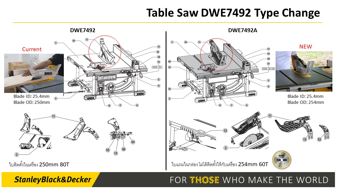 โต๊ะเลื่อยวงเดือน10" DWE7492A-IN DEWALT