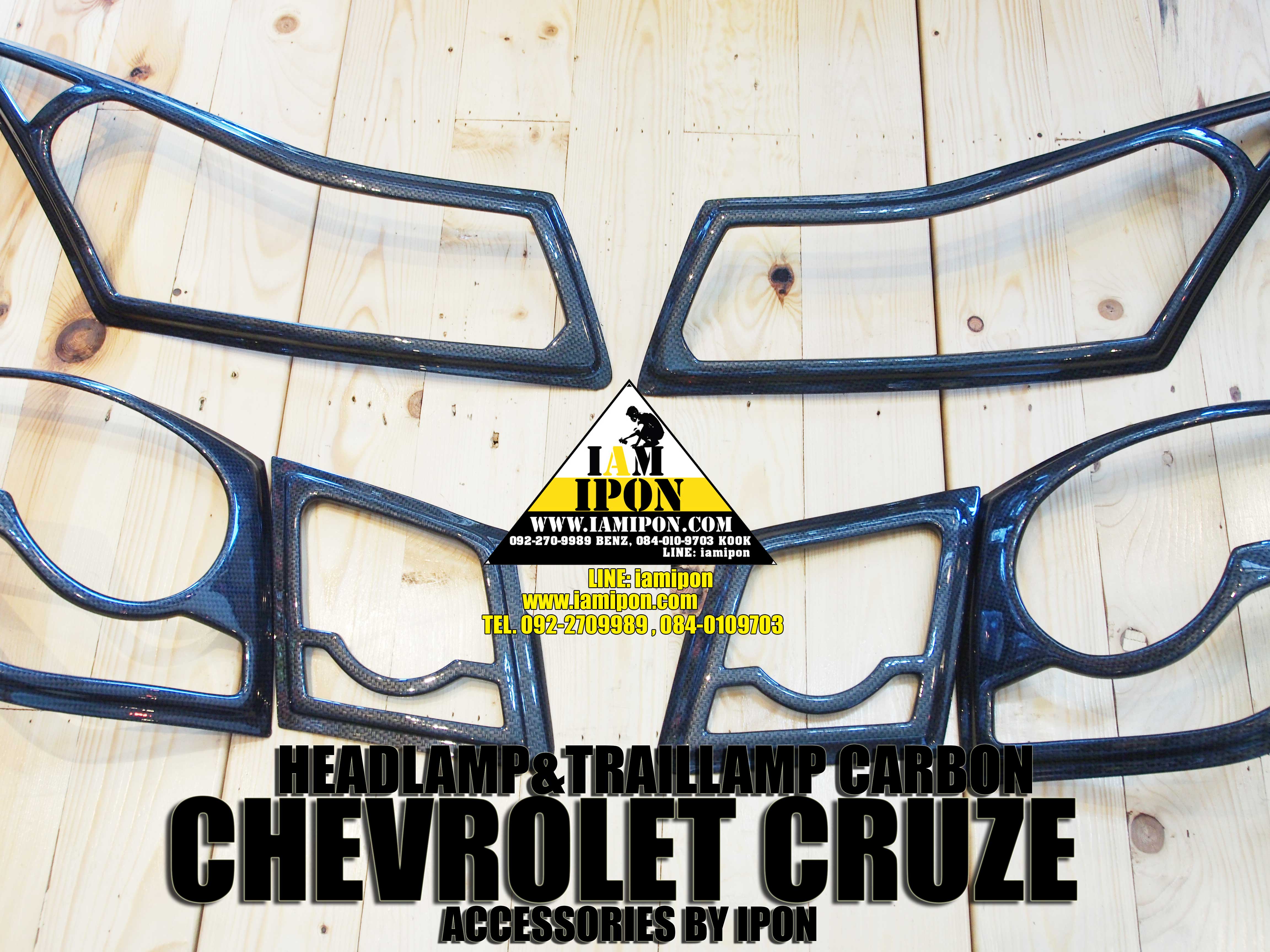 HEADLAMP COVER CHEVROLET CRUZE CARBON ครอบไฟหน้าคาร์บอนเชฟโลเรตครูซทุกรุ่น