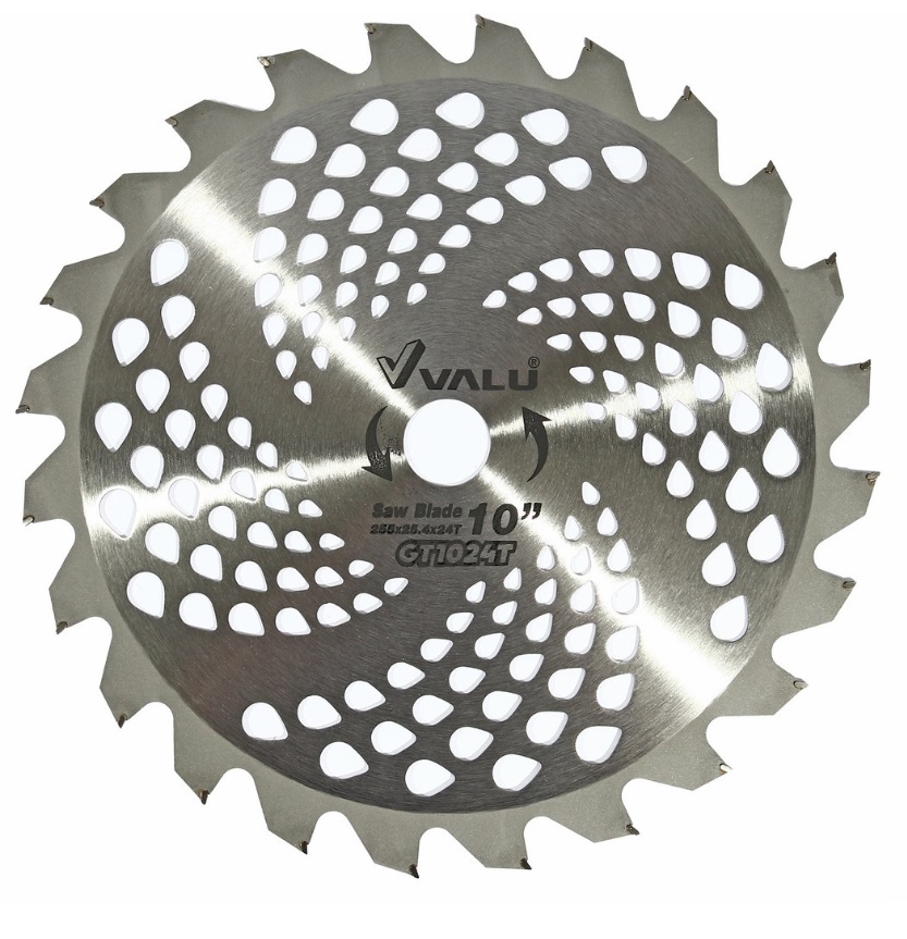 VALU ใบเลื่อยตัดหญ้า ขนาด 255 มม. (10 นิ้ว) เส้นผ่านศูนย์กลางรู 25.4 มม. 24 ฟัน เล็บธรรมดา (แวลู)