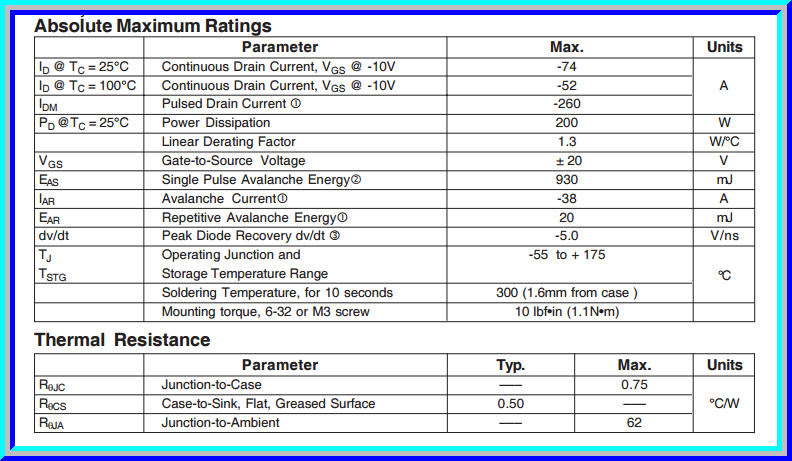 1x ไอซีเพาเวอร์มอสเฟต IRF4905 P-Channel 55V 74A