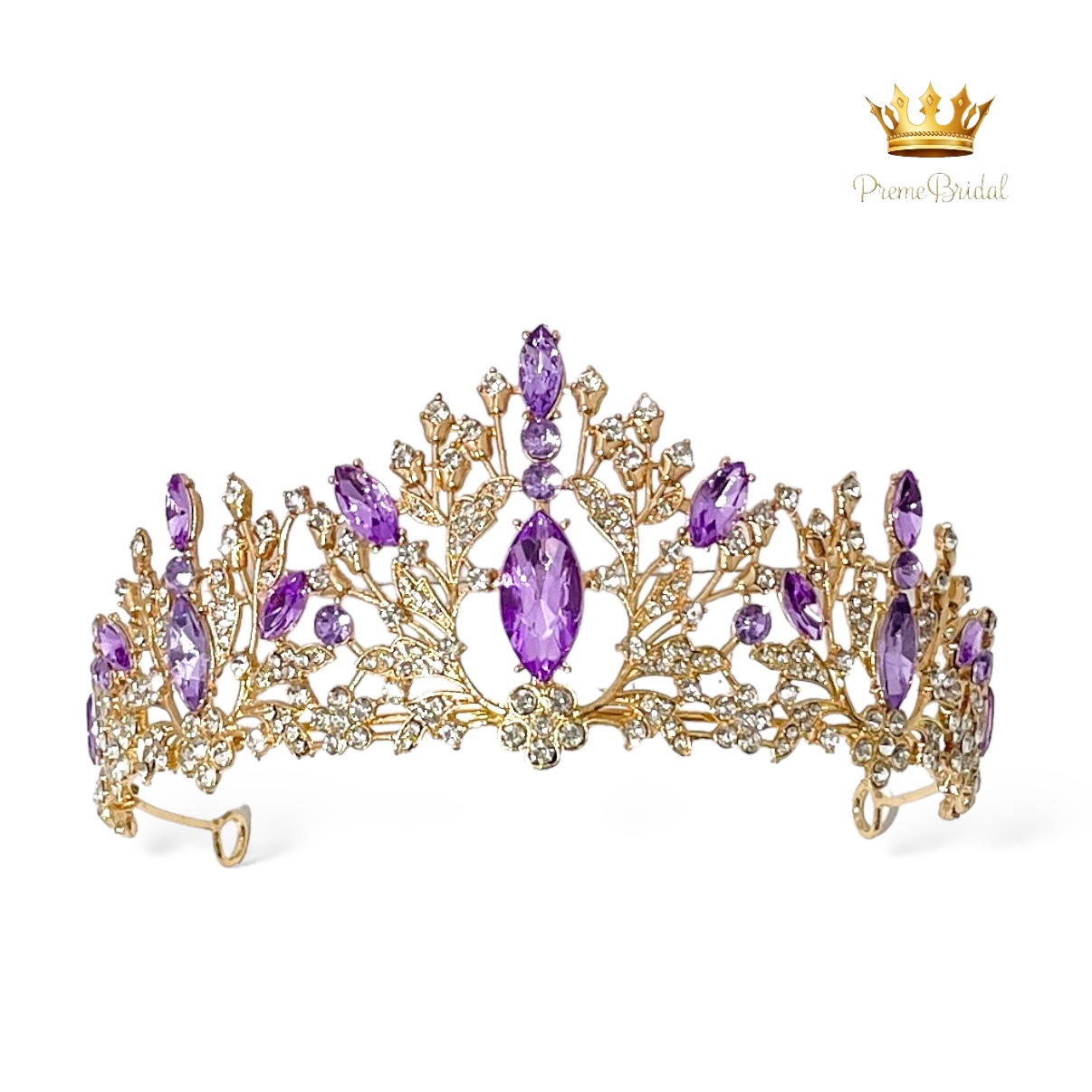 (พร้อมส่ง) เทียร่า 236 สีม่วง มงกุฎนางงาม มงกุฎเจ้าหญิง งานสวย ปราณีต QCเพชรทุกเม็ด สินค้าพร้อมส่งจากไทย