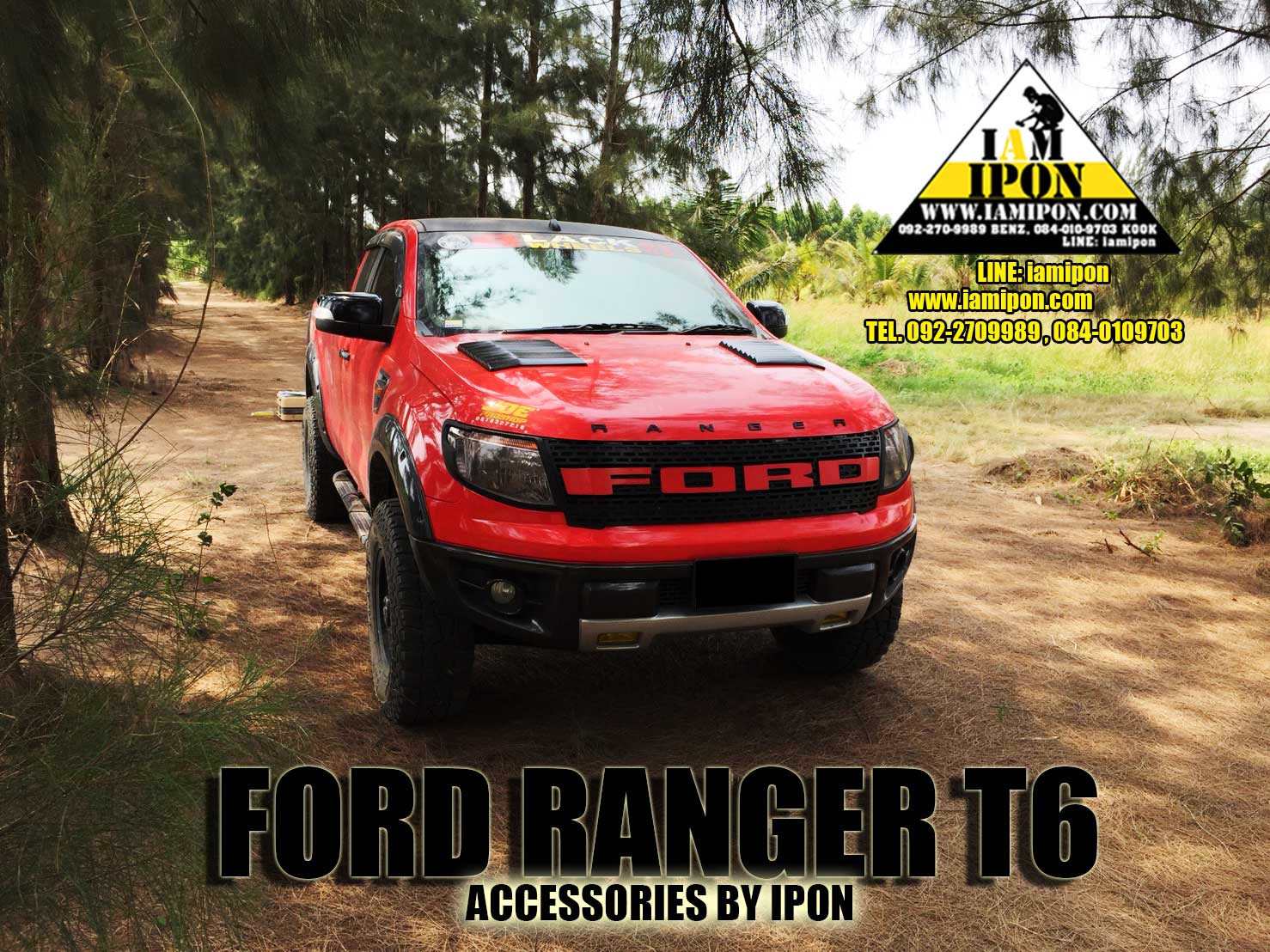 SCOOP BONNET FLATBLACK FORD RANGER T6-MC WITH 3M สกู๊ปหลอกฝากระโปรงหน้าดำด้านฟอร์ดเรนเจอร์ T6-MC