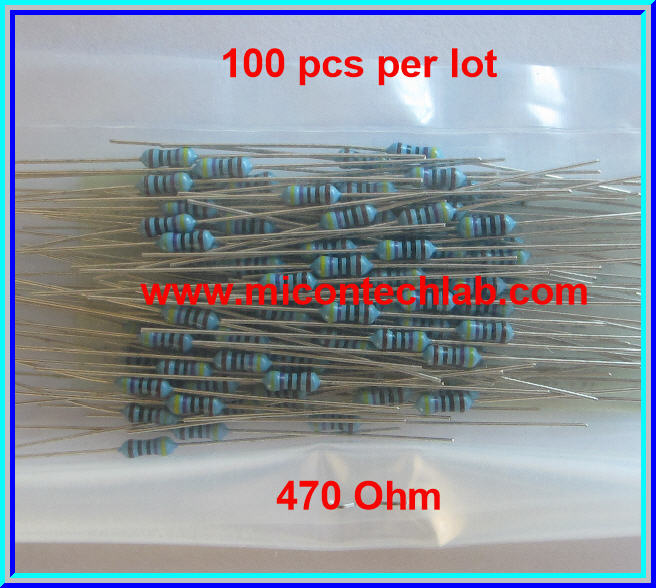 100x ตัวต้านทาน 470 Ohm 1/4 Watt 1% Metal film Resistor