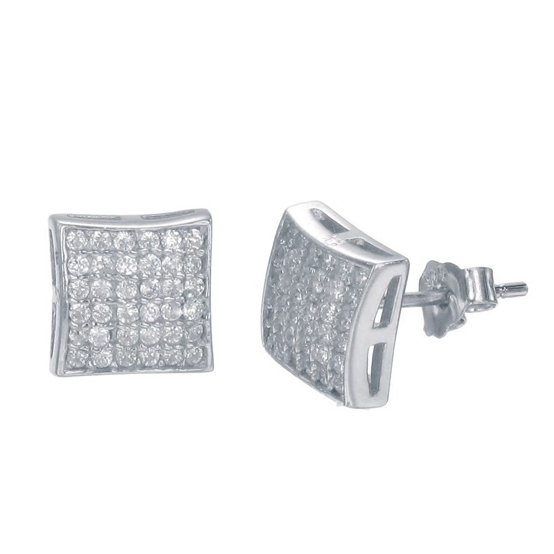 ต่างหูเงินแท้925ประดับเพรชแท้สวิส