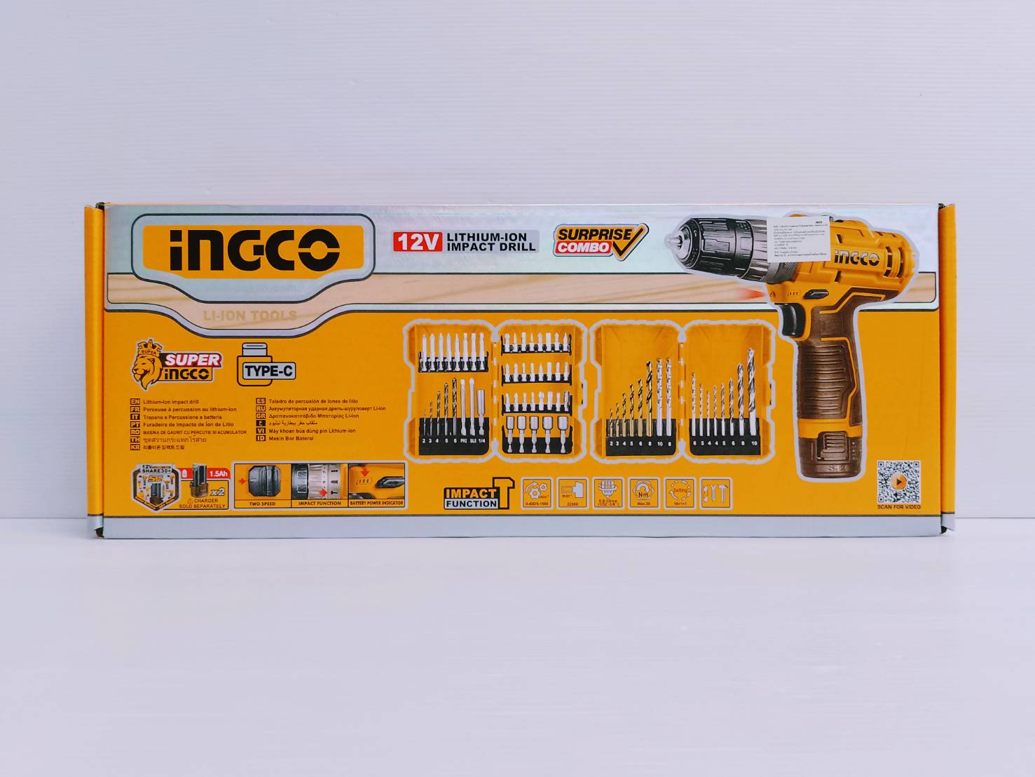 ชุดคอมโบ้ สว่านกระแทก12V+ชุดดอก COSLI23114 INGCO