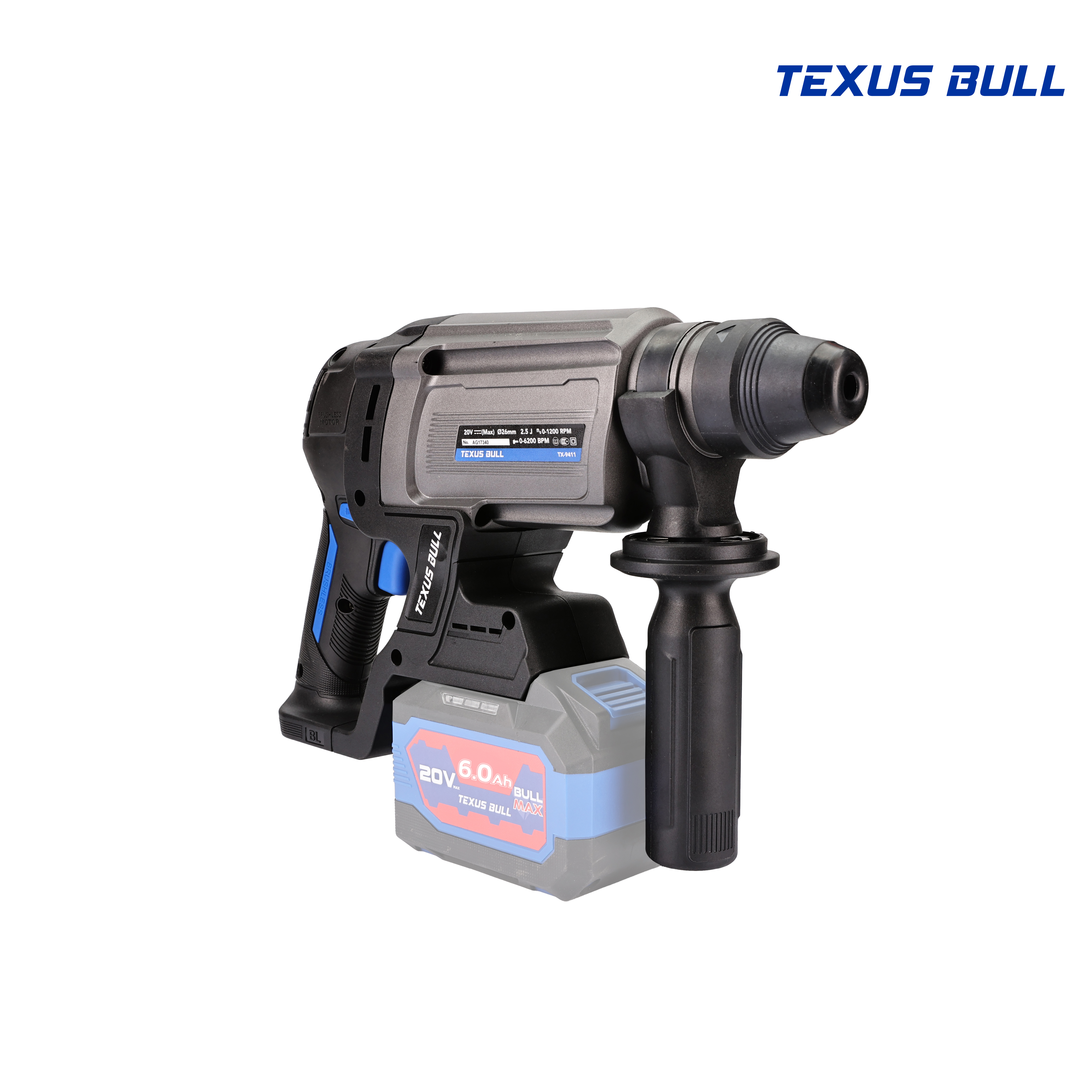 TEXUS BULL สว่านโรตารี่ไร้สาย 26มม. 3ระบบ 20V Rotary Hammer TX-9411 (ตัวเปล่า)