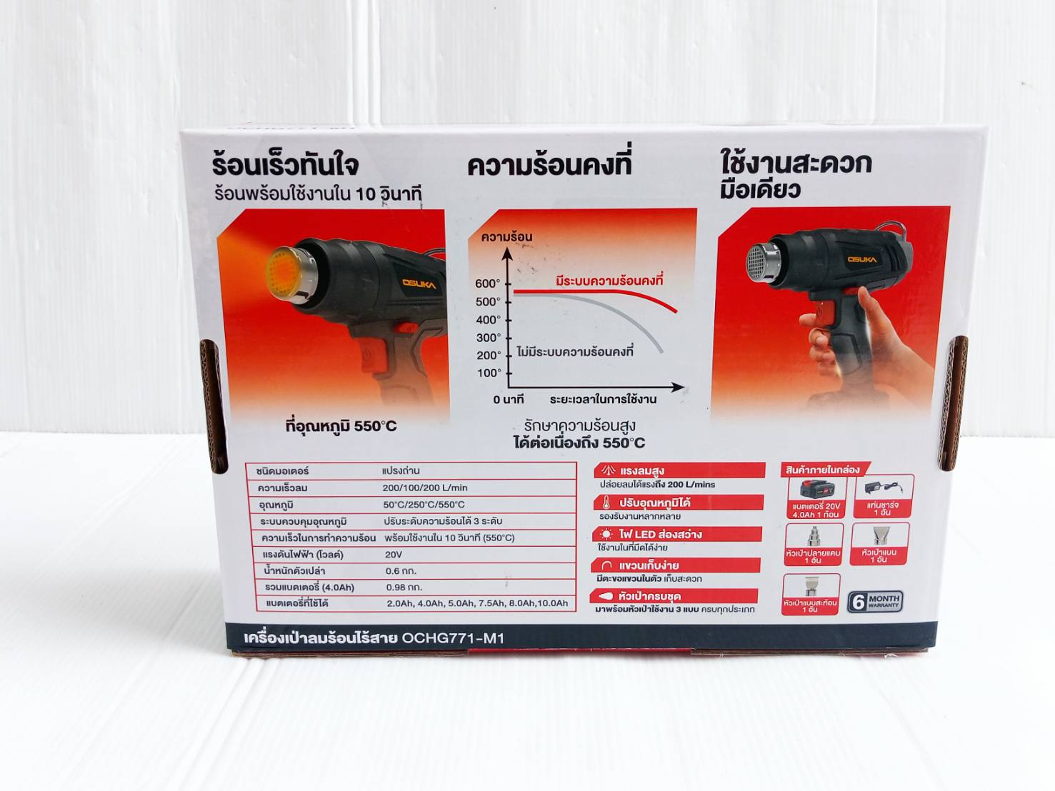 ปืนเป่าลมร้อนไร้สาย 20v OCHG771-M1 OSUKA