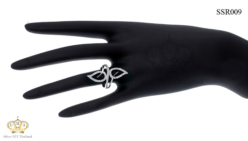 แหวนเงินแท้925เพรชประดับเพรชแท้สวิส เกรดดี น้ำใส