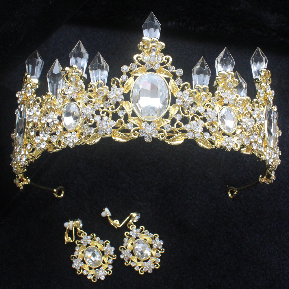 (พร้อมส่ง) เทียร่า 041 สีทอง เทียร่า+ต่างหูหนีบ มงกุฎนางงาม มงกุฎเจ้าหญิง งานสวย ปราณีต QCเพชรทุกเม็ด สินค้าพร้อมส่งจากไทย