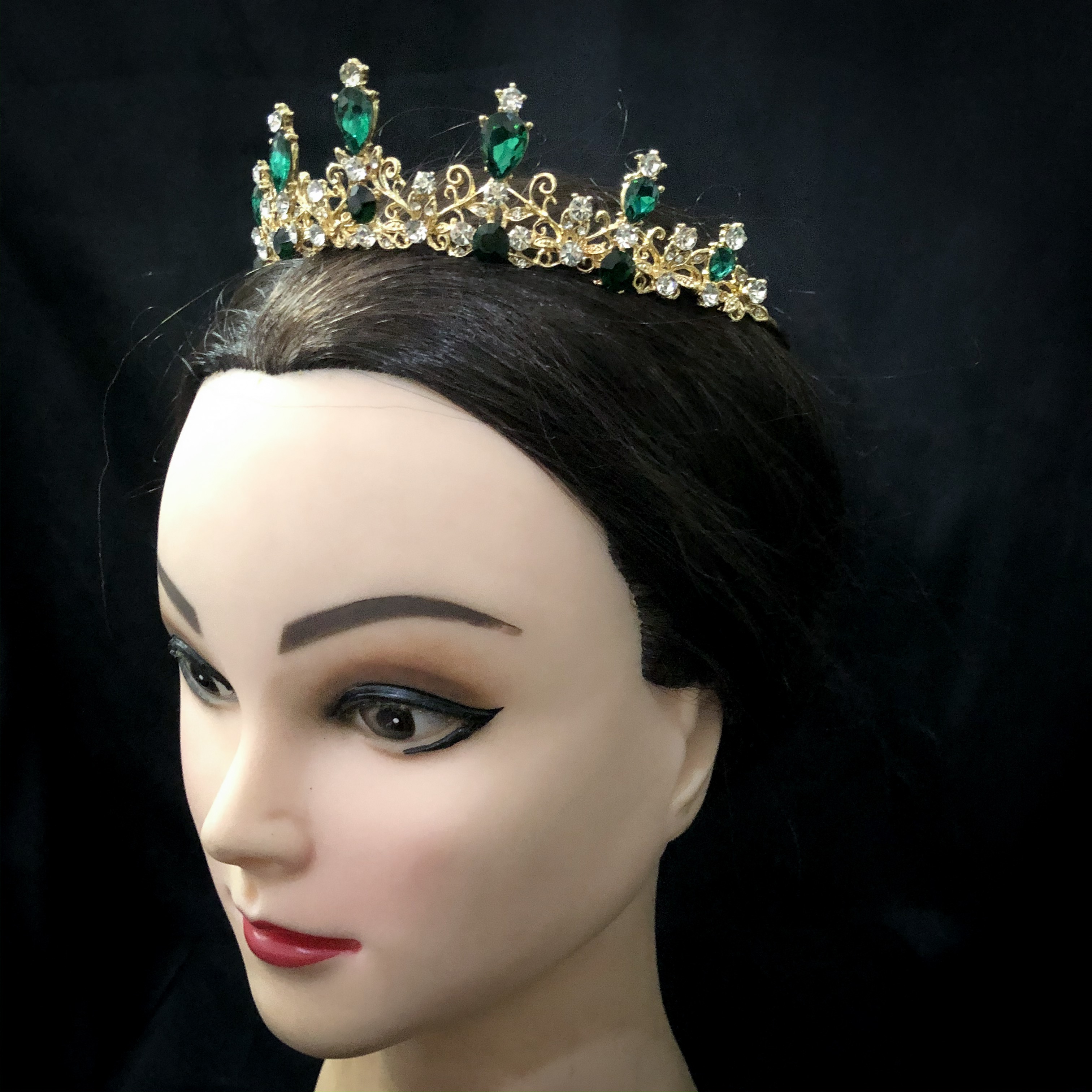 (พร้อมส่ง) เทียร่า 161 สีเขียว มงกุฎนางงาม มงกุฎเจ้าหญิง งานสวย ปราณีต QCเพชรทุกเม็ด สินค้าพร้อมส่งจากไทย