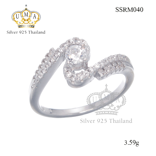 แหวนเงินแท้925เพรชประดับเพรชแท้สวิส เกรดดี น้ำใส